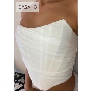 5⭐️CASA B | Venice Strapless Mesh Wrap Corset Top in white